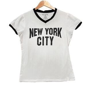 NEW YORK CITY‎ NYC T-Shirt Women's XL V-Neck John Lennon Classic Black Hem